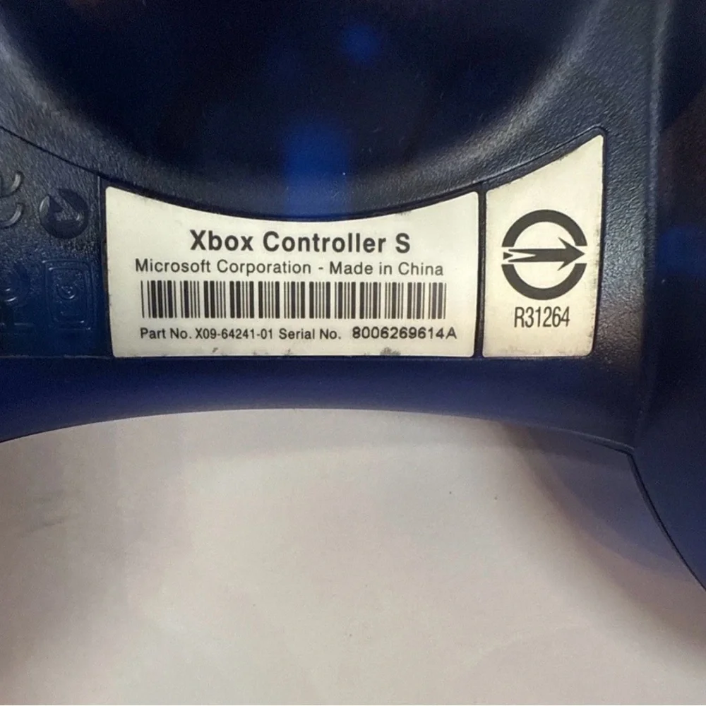 OEM OG Original Xbox Blue S Type Controller w/ Breakaway Cable Clean Tested